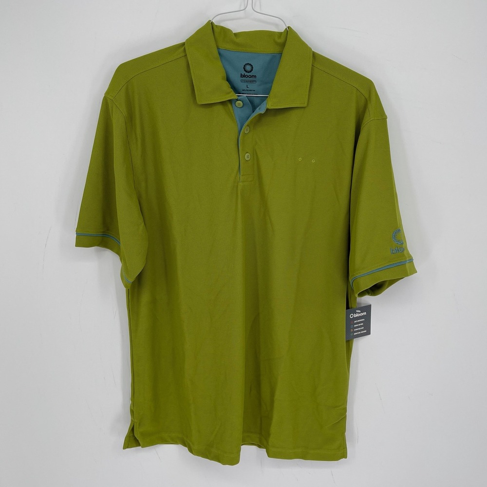 Bloom NWT Men's Green Hydrovent Moisture Wicking Polo Shirt Size Large